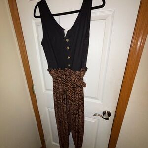 Derek Heart Animal Print Jumpsuit